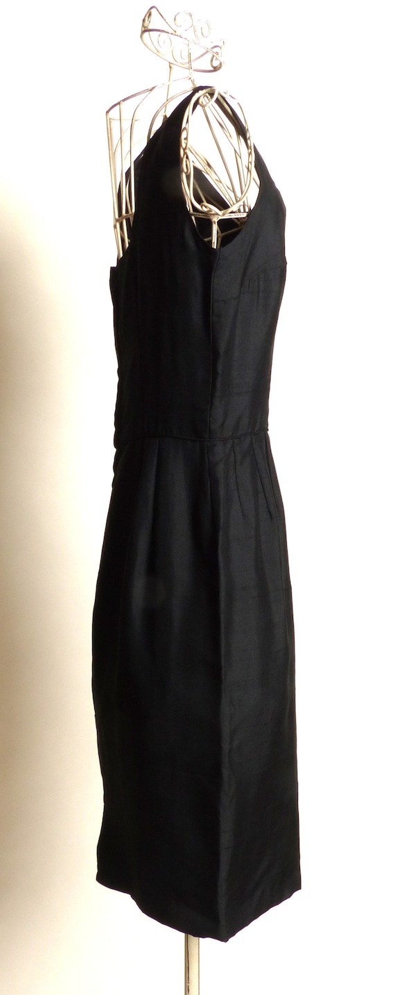 Circa 1950s Raw Silk Little Black Dress - image 3