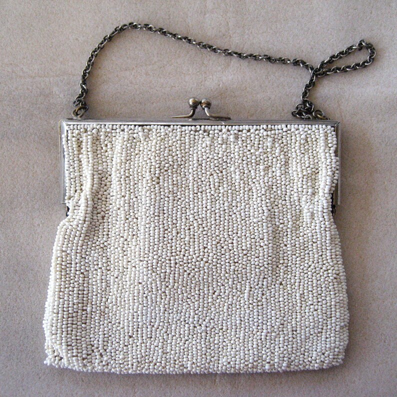 1920s European Embroidered Beaded Tambour Purse/Handbag image 2