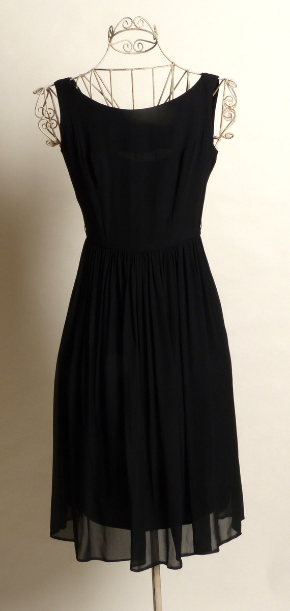Circa 1950s Suzy Perette Silk Chiffon Black Dress - image 4