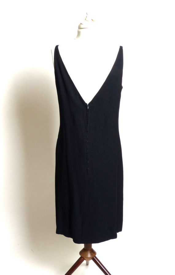 Circa 1940s Polyester Crepe Black Dress with Bead… - image 6