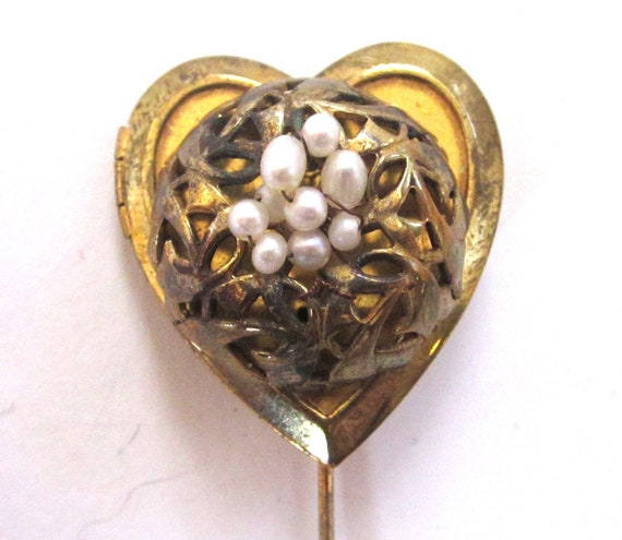 Circa 1940s/950s Miriam Haskell Heart Locket Stic… - image 4