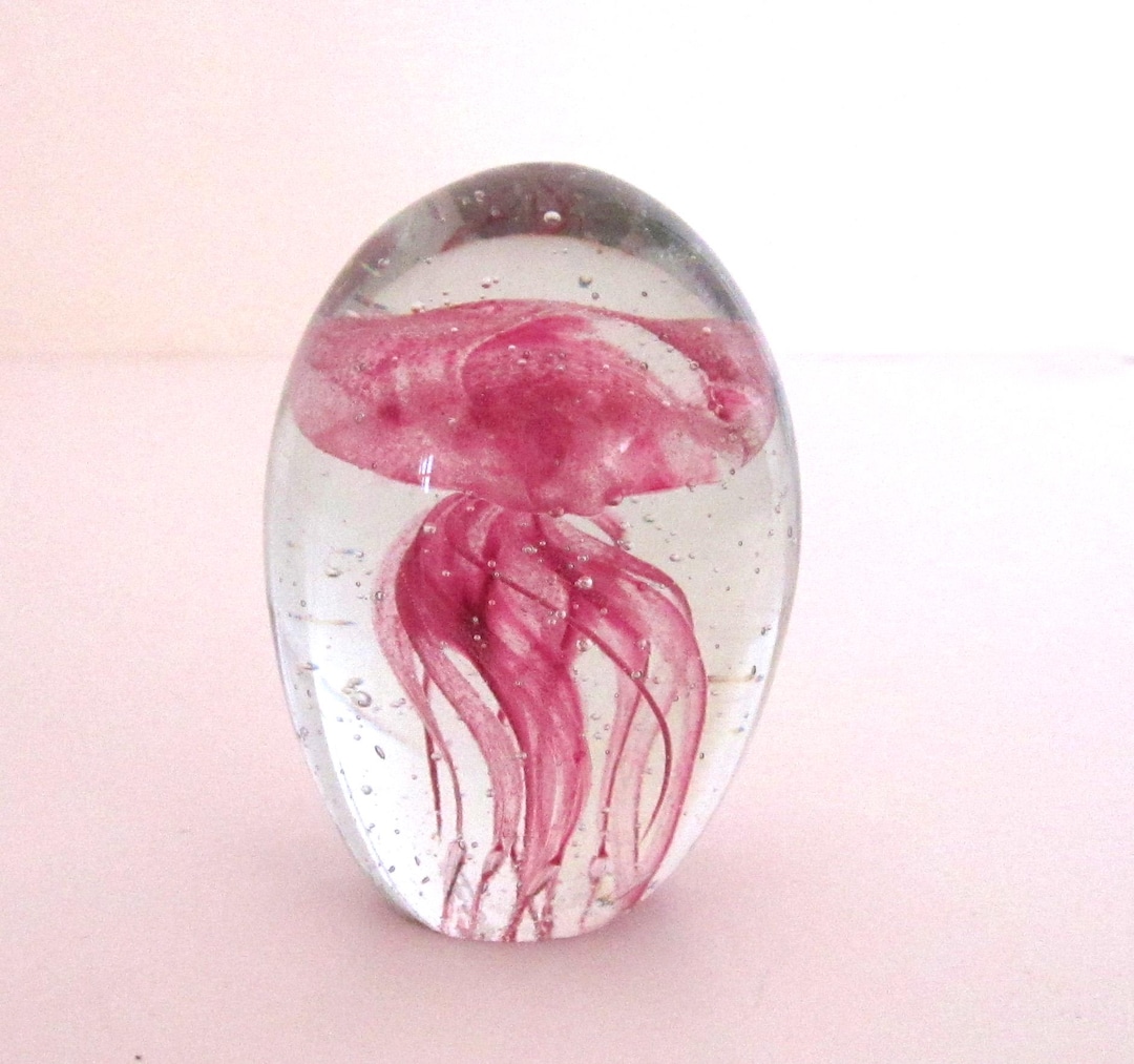 Vintage Pink Jellyfish Glow in the Dark Paperweight - Etsy