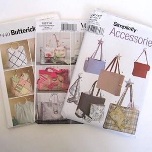 Trio of Tote Sewing Patterns: Butterick BP440, Vogue V8214 and Simplicity 5527