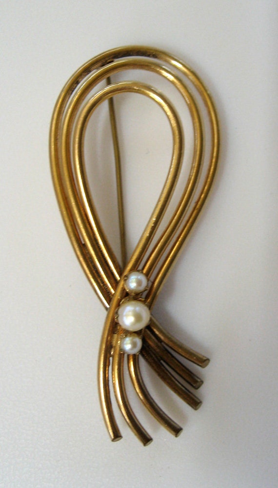 A&Z Gold-Filled Cultured Pearl Brooch/Pin - image 2