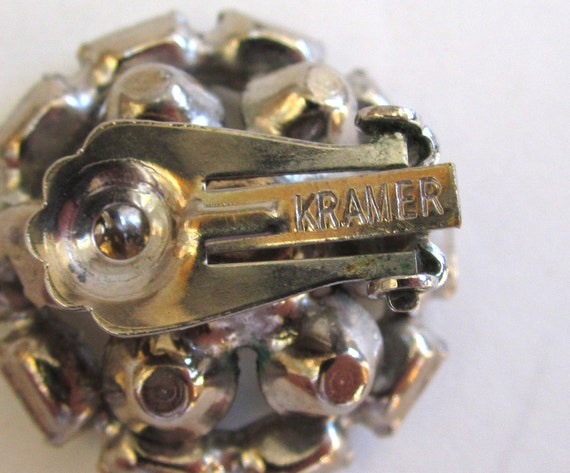 Circa 1950s Kramer Round Rhinestone Wheel Earrings - image 3