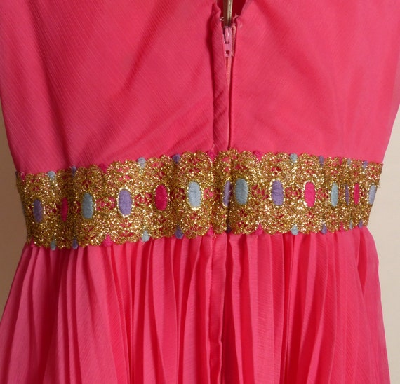 Circa 1960s Pink Dance Dress with Gold Lace Trim - image 4