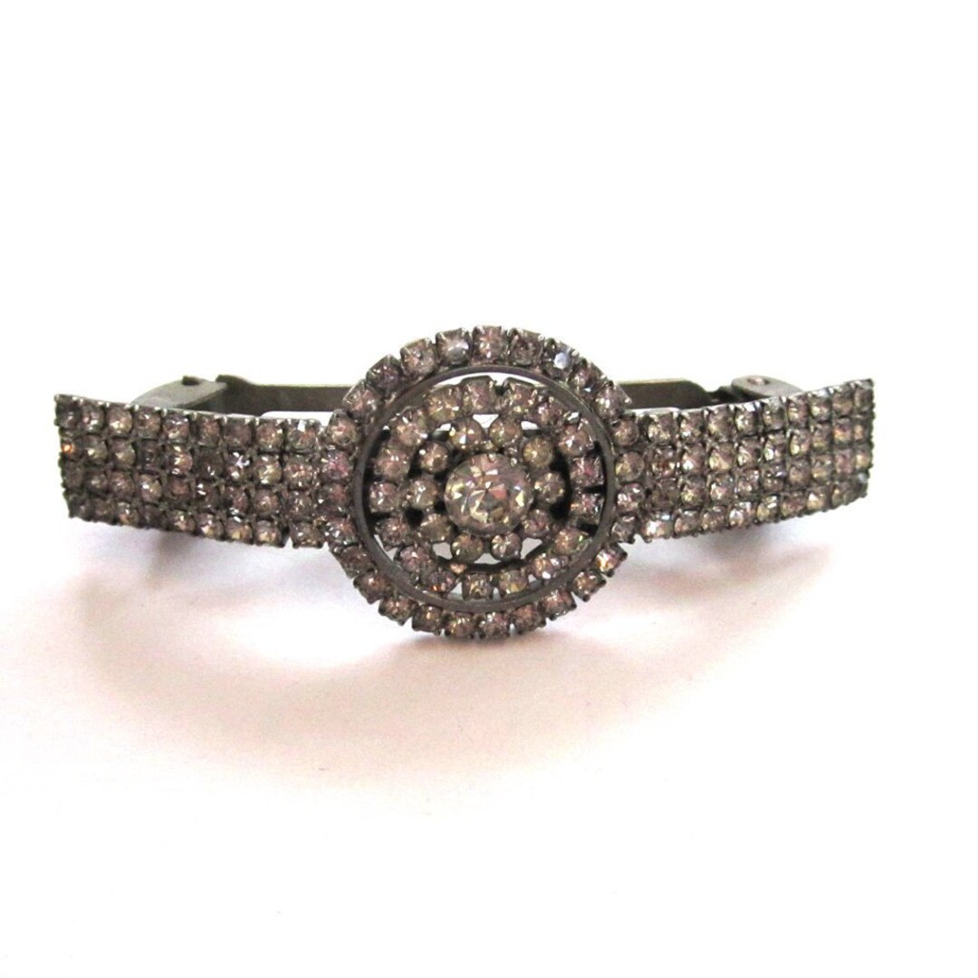 Circa 1970 Silvertone Rhinestone Circular Design Barrette - Etsy