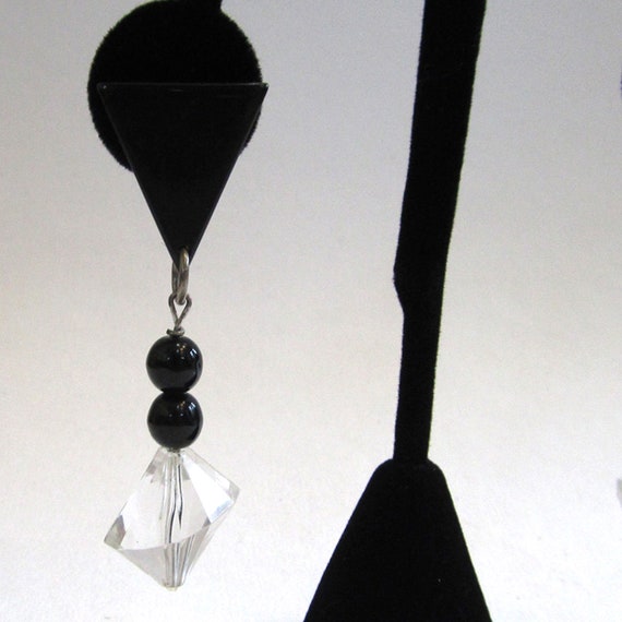 Black and Clear Architectural Lucite Drop Pierced… - image 3