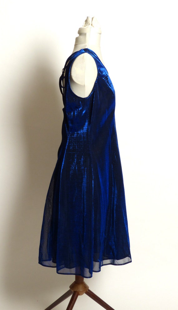 Circa 1980s Shar Ade Nites Cobalt Blue Velvet Rhi… - image 4