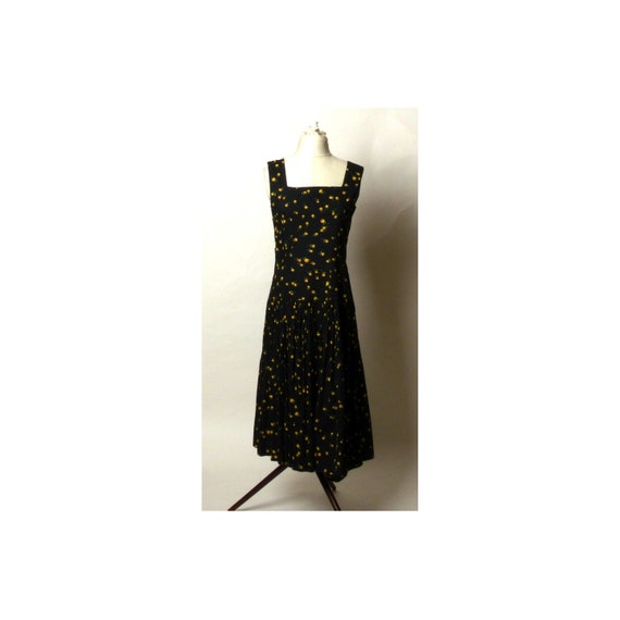 Circa 1950s Handmade Black Floral Dress - image 1