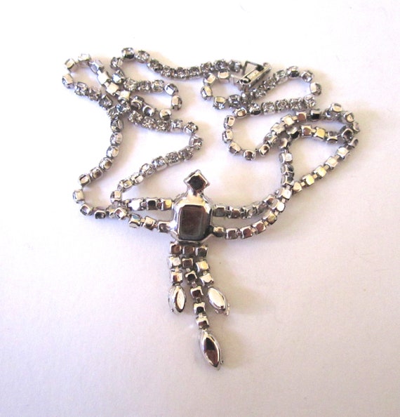 Circa 1950s Rhinestone Tassel Necklace - image 4