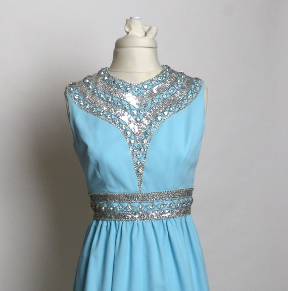Circa 1950s/1960s Ceil Chapman Blue Rhinestone Se… - image 6