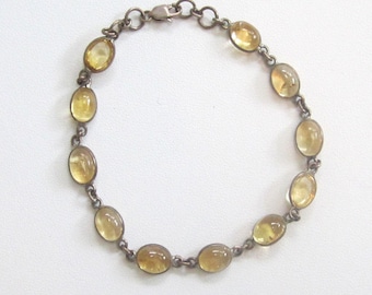 Sterling Silver Citrine Cabochon Bracelet