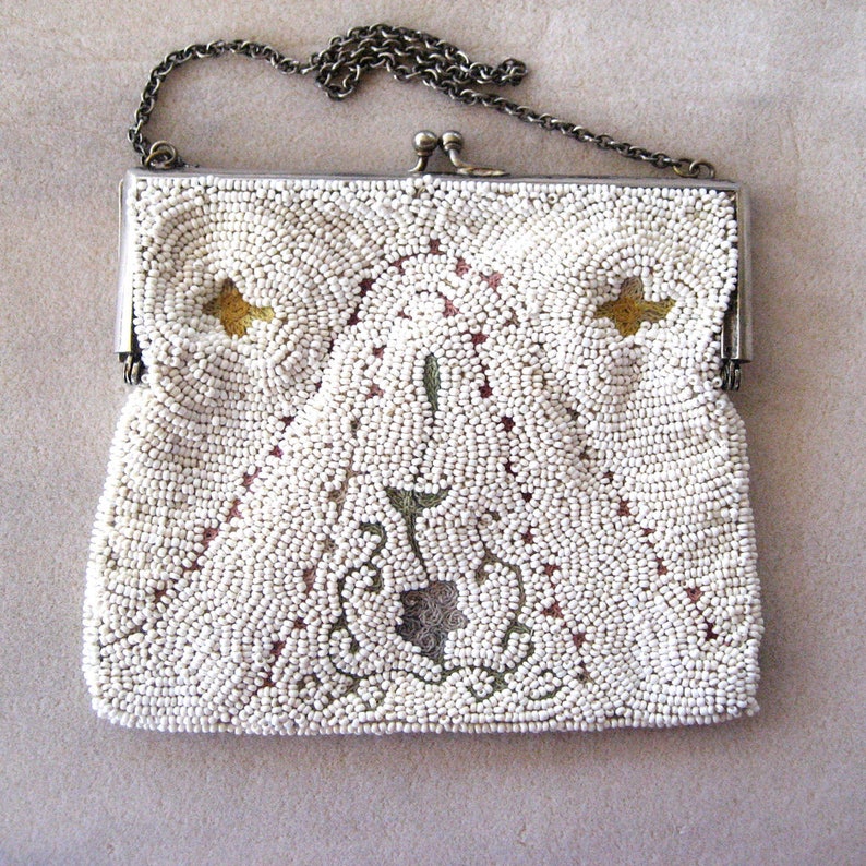 1920s European Embroidered Beaded Tambour Purse/Handbag image 1