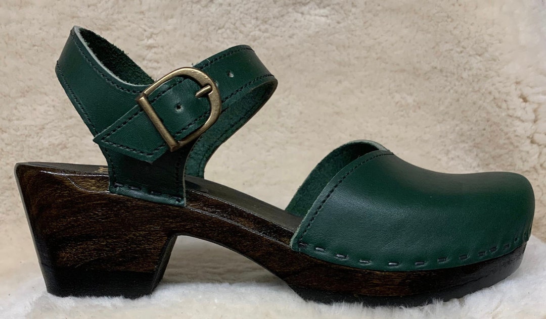 Sven Mary Jane Clog, Smooth Hunter Green Leather Shown, Cocoa Med. Base ...