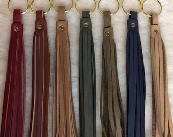 Llavero de cuero Sven, llavero de cuero fleco-monedero rojo, whisky, miel, musgo, topo, marino, natural