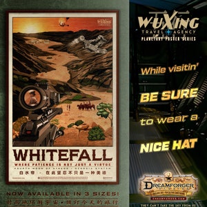 Póster de viaje planetario "Whitefall" de Firefly (serie de la agencia de viajes WuXing)