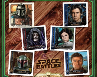 SW Star Wars Portrait Art Mini-Print Bundle • Leia / Palpatine / Mando / Boba / Han / Poe