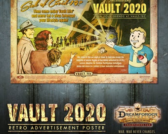 Fallout "Welcome to Vault 2020" Retro Ad Art Print