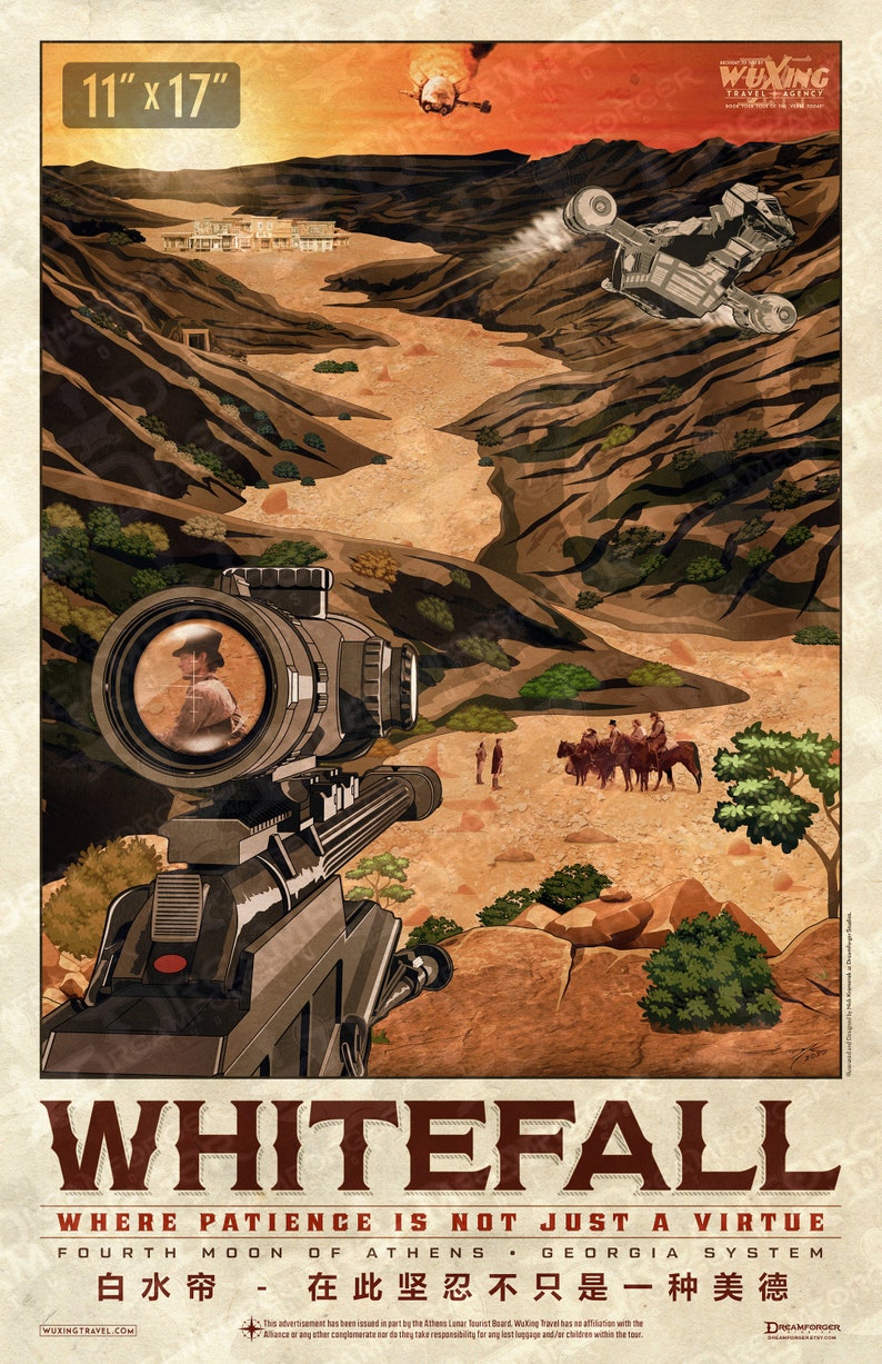 Firefly Whitefall Planetary Travel Poster WuXing Travel Agency series 11 x 17 cale