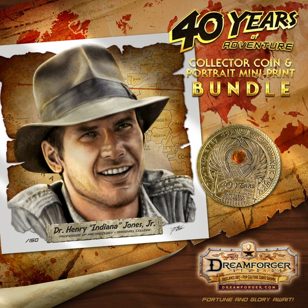 Indy "40 Years of Adventure" Coin & Mini-Print Bundle