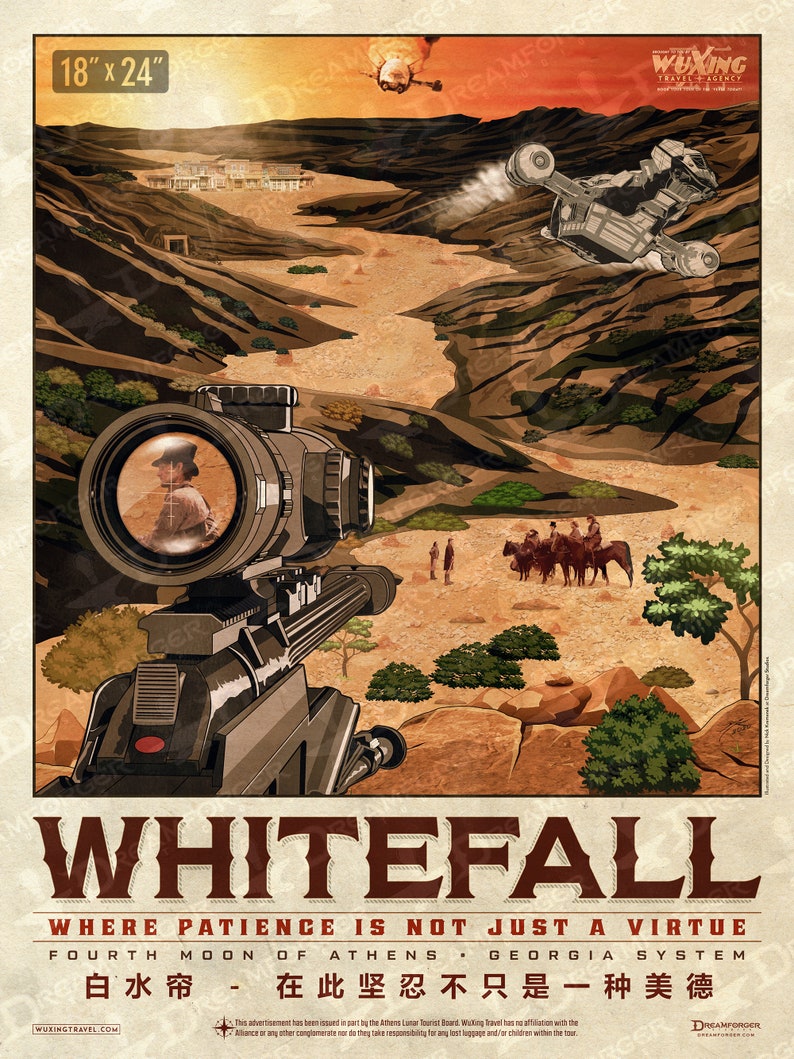 Firefly Whitefall Planetary Travel Poster WuXing Travel Agency series 18 x 24 cale