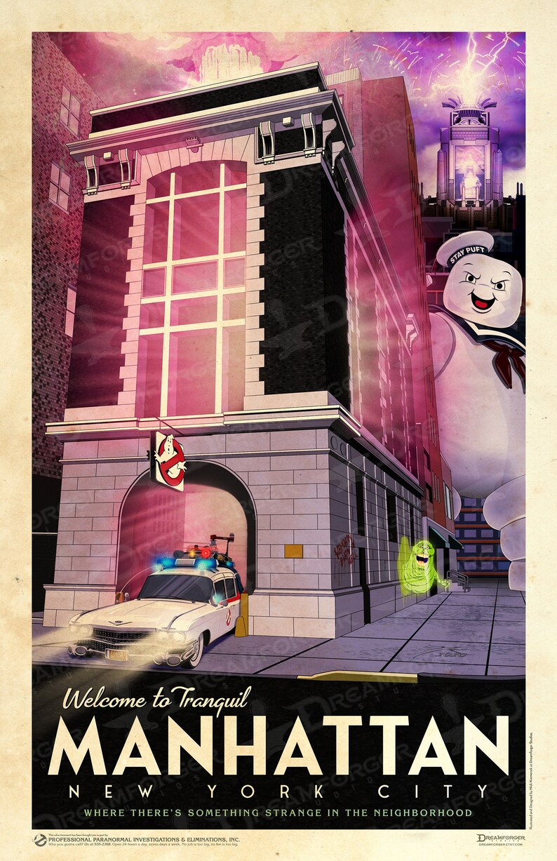 Ghostbusters Firehouse Headquarters NYC Travel Poster Etsy