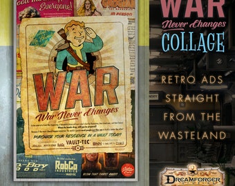 Fallout "War Never Changes Collage" Retro Ad Art Print