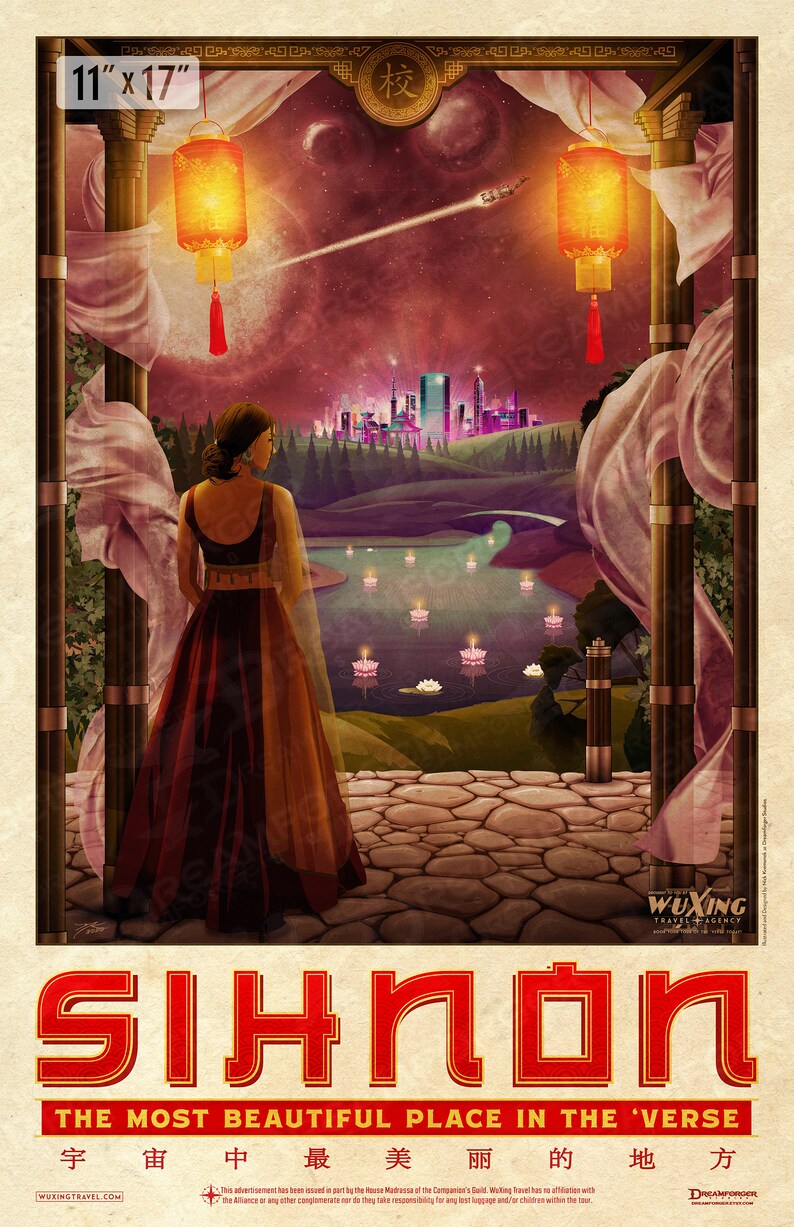 Firefly Sihnon Planetary Travel Poster WuXing Travel Agency series 11x17 inches