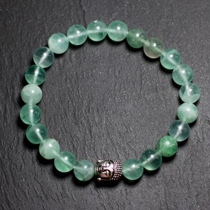 Buddha Bracelet and Semi Precious Stone - Green Fluorite 8mm