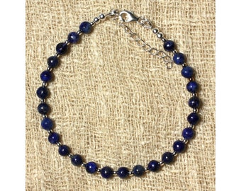 Armband aus 925er Silber und 4 mm Lapislazuli-Stein