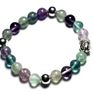 Buddha Bracelet and Semi Precious Stone - Fluorite