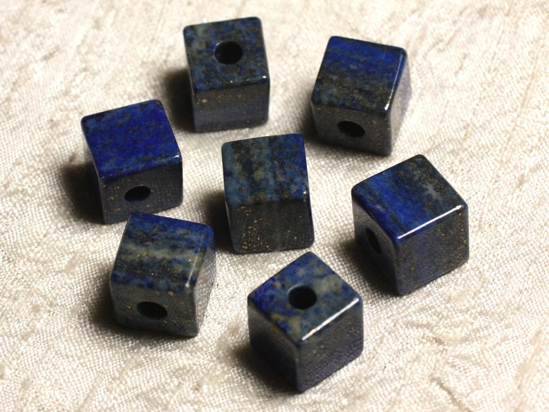Collier Pendentif Pierre Lapis Lazuli Cube 15mm Bleu Nuit image 2