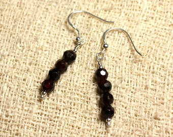 10 Perles En Pierre Grenat Facettées 6x4mm - Couleur Rouge Bordeaux - Pour Création Bijoux - Neuf