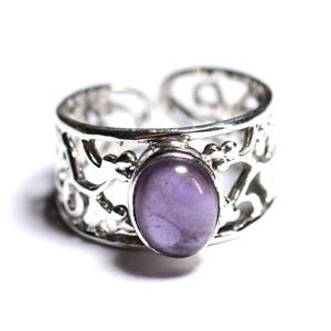 N224 - 925er Silberring und Halbedelstein - Ovaler Amethyst 9x7mm
