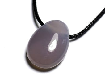 Pendentif En Agate Bleue Goutte 25mm - Pierre Semi-précieuse - Fait Main En France - Neuf