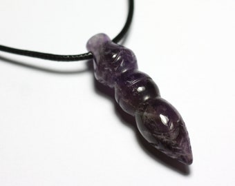 Egyptian Thot Pendulum Stone Pendant Necklace Engraved 45mm Amethyst purple mauve