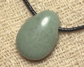 Stone Pendant Necklace - Jade Drop 25mm