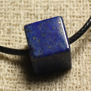 Collier Pendentif Pierre Lapis Lazuli Cube 15mm Bleu Nuit image 1