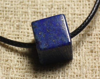 Collier Pendentif Pierre - Lapis Lazuli Cube 15mm Bleu Nuit