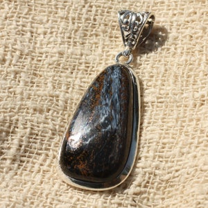 925 Silver Pendant and Pietersite Drop 38x19mm