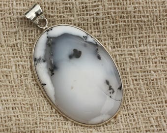 n2 - 925 Silver Pendant and Oval Dendritic Agate 49x31mm