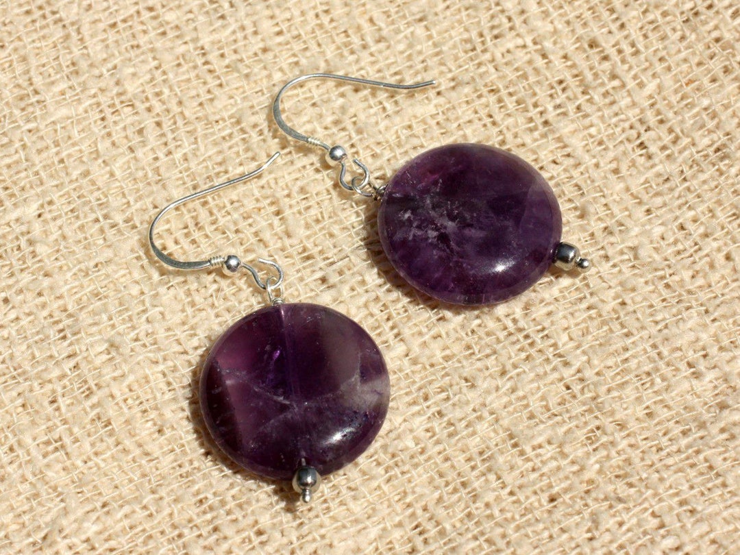 925 シルバー イヤリング - アメジスト パレット 20mm - Etsy 日本
