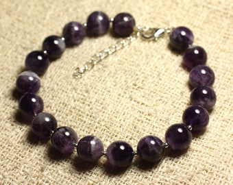 Pulsera de Plata 925 y Piedra Semipreciosa - Amatista 10mm