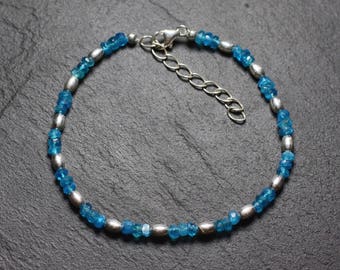 Bracelet Argent 925 et Pierre - Apatite Rondelles Facettées 3mm