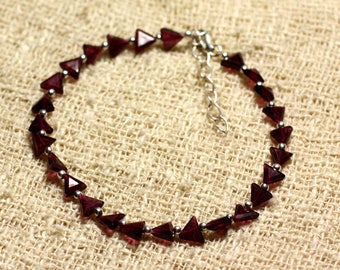 925 Silver Bracelet and Stone - Garnet Faceted Triangles 4-5mm