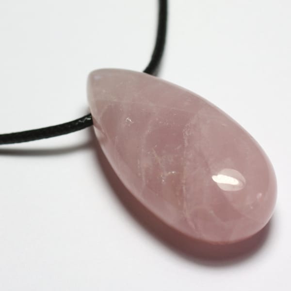 Collier Pendentif Perle Pierre Quartz rose Goutte 40mm rose clair