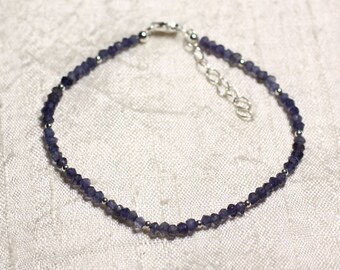 925 Silver Bracelet and Stone - Iolite Cordierite faceted washers 3mm