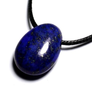 Collier Pendentif Pierre semi précieuse Lapis Lazuli Goutte 25mm image 1