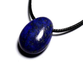 Semi-precious stone pendant necklace - Lapis Lazuli Drop 25mm